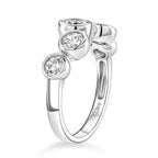 D'Joy - GRA Certified Moissanite 5 Stone Ring in Rhodium Overlay Sterling Silver 1.56 Ct.