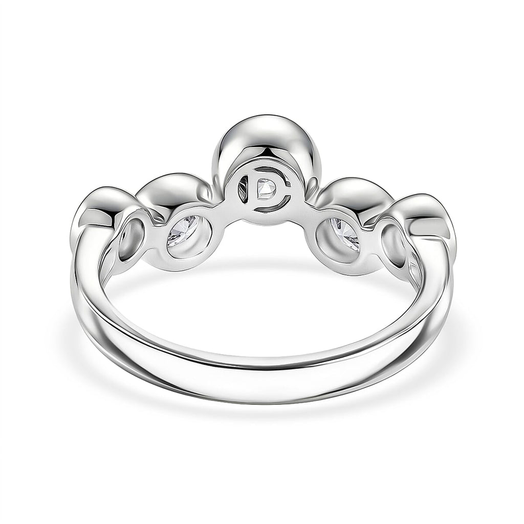 D'Joy - GRA Certified Moissanite 5 Stone Ring in Rhodium Overlay Sterling Silver 1.56 Ct.