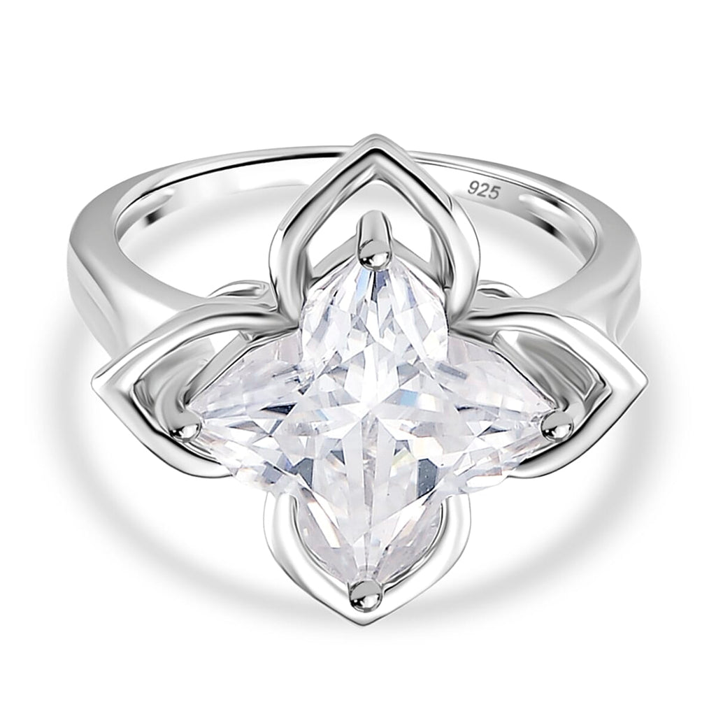 D'Joy Moissanite Ring in Rhodium Overlay Sterling Silver 6.00 Ct.