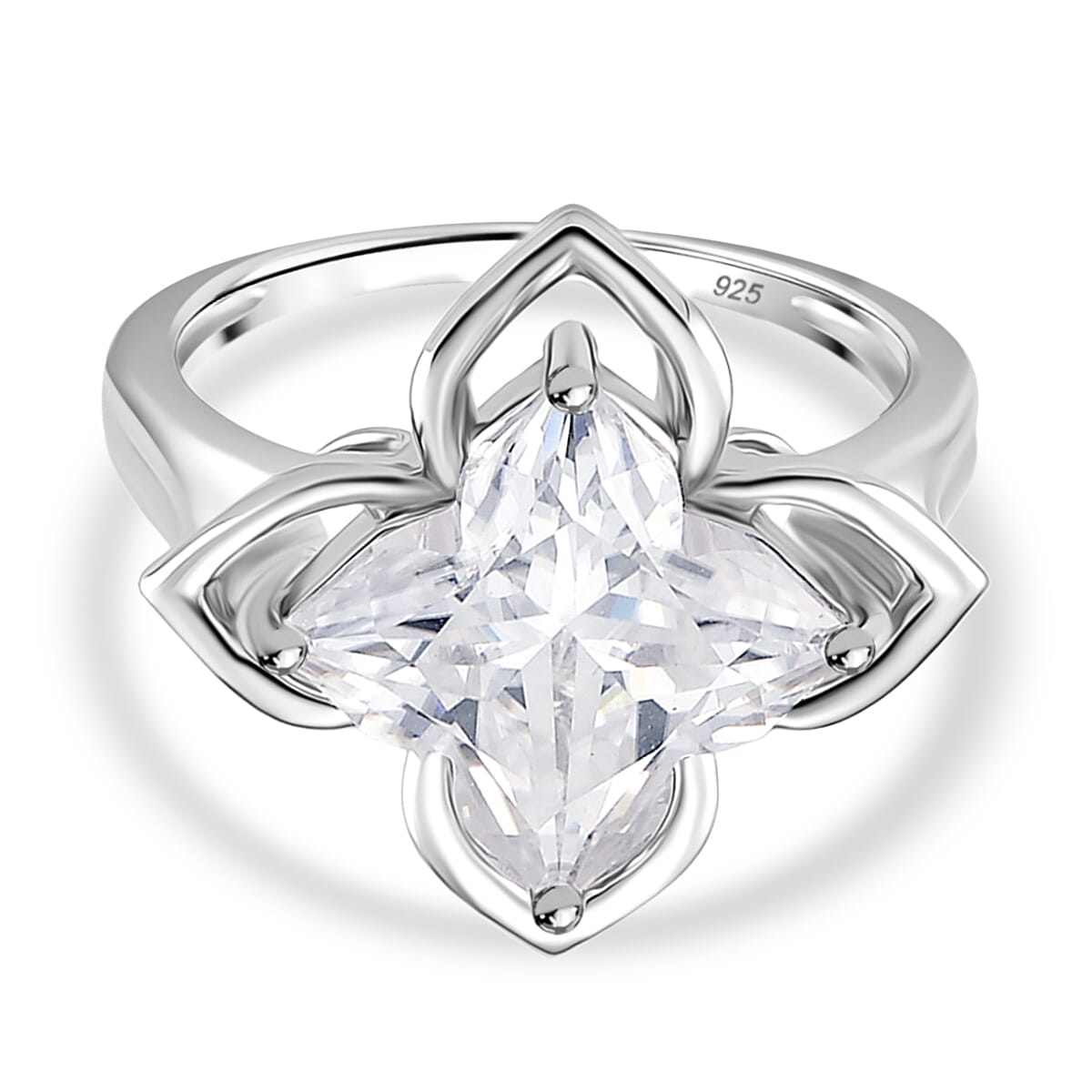D'Joy 6 Ct. Moissanite Lily Ring in Rhodium Overlay Sterling Silver V32524829 0