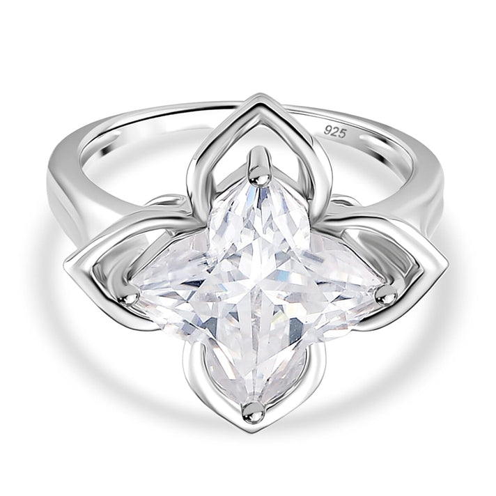 D'Joy 6 Ct. Moissanite Lily Ring in Rhodium Overlay Sterling Silver 8274316 1
