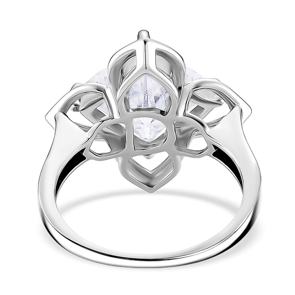 D'Joy Moissanite Ring in Rhodium Overlay Sterling Silver 6.00 Ct.