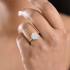 D'Joy Moissanite Floral Ring in Yellow Gold Plated and Platinum Overlay Sterling Silver 1.28 Ct.