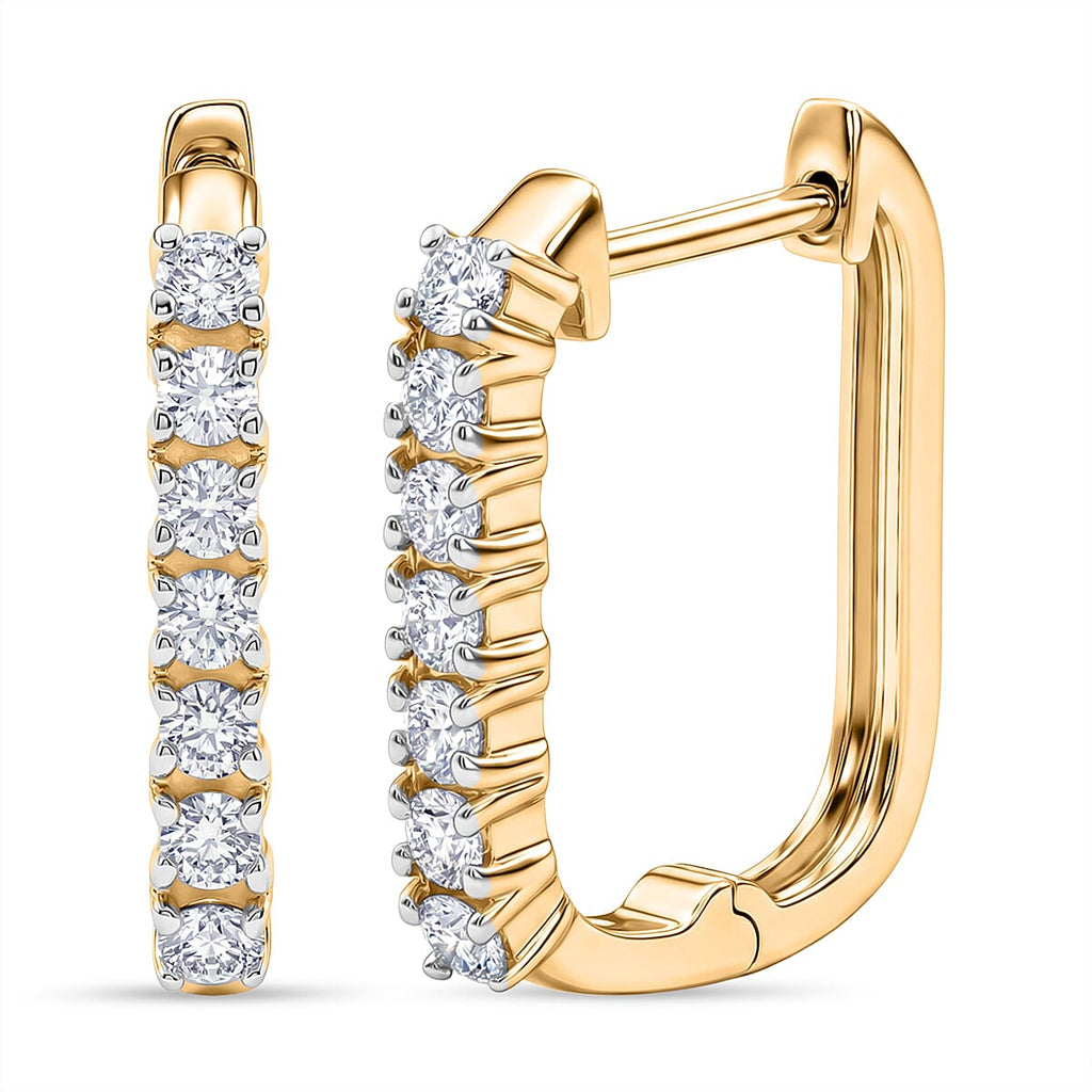 D'Joy Moissanite Full Hoop Earring in Yellow Gold Plated Sterling Silver