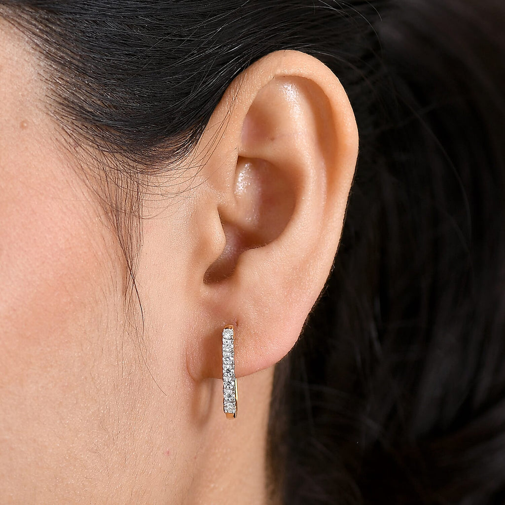 D'Joy Moissanite Full Hoop Earring in Yellow Gold Plated Sterling Silver