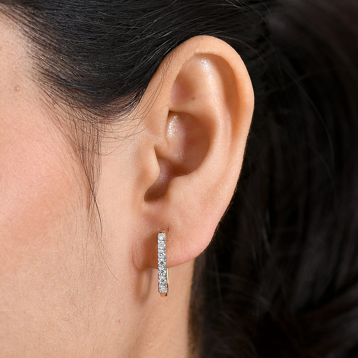 D'Joy Moissanite Full Hoop Earring in Yellow Gold Plated Sterling Silver 8438407 2