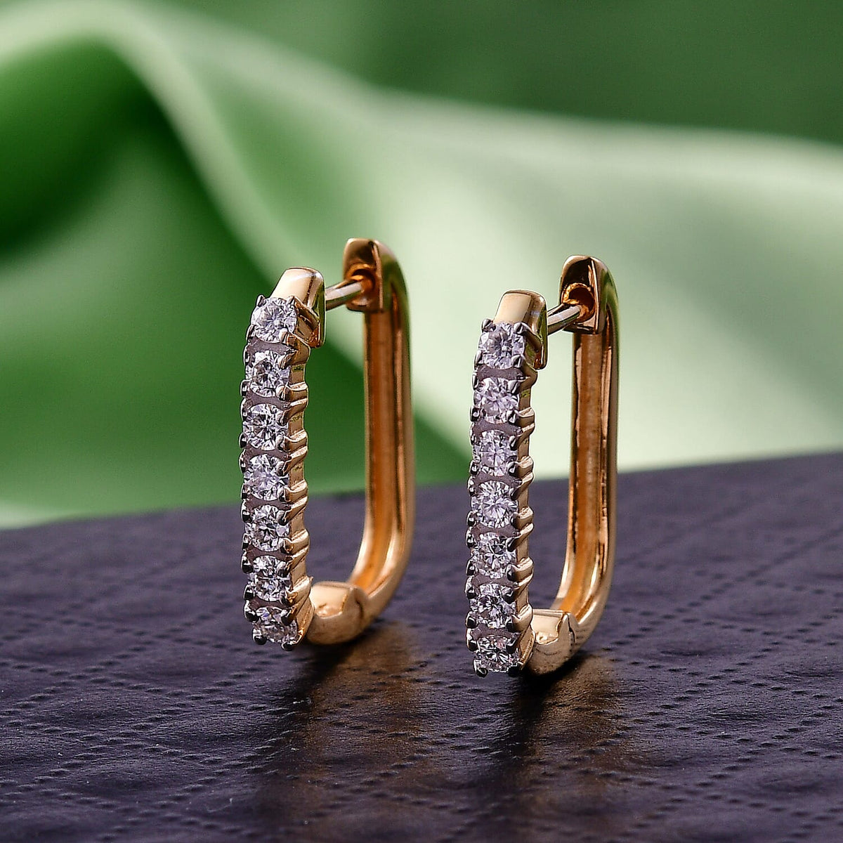 D'Joy Moissanite Full Hoop Earring in Yellow Gold Plated Sterling Silver 8438407 3