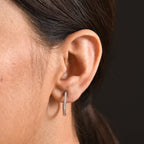 D'Joy Moissanite Full Hoop Earring in Platinum Overlay Sterling Silver
