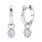 D'Joy - Moissanite Solitaire Full Hoop Earring in Platinum Overlay Sterling Silver
