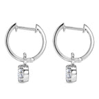 D'Joy - Moissanite Solitaire Full Hoop Earring in Platinum Overlay Sterling Silver