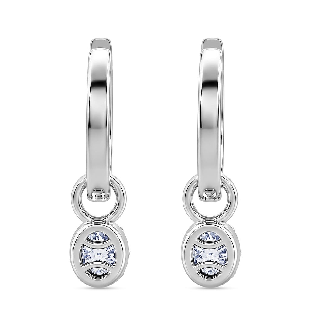 D'Joy - Moissanite Solitaire Full Hoop Earring in Platinum Overlay Sterling Silver