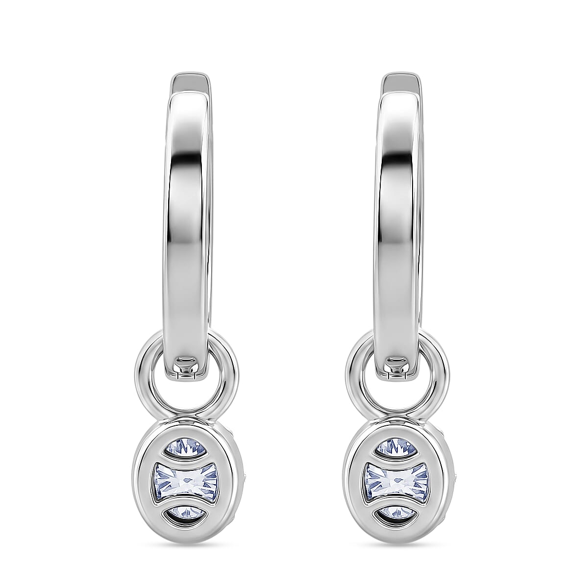 D'Joy - Moissanite Solitaire Full Hoop Earring in Platinum Overlay Sterling Silver 8571945 5