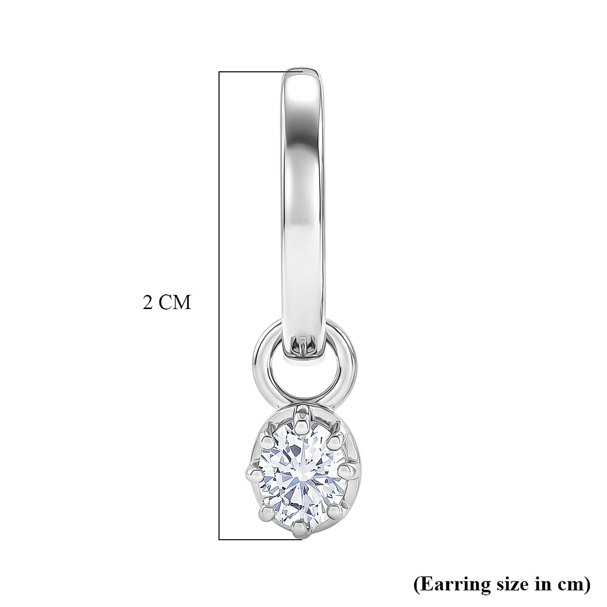 D'Joy - Moissanite Solitaire Full Hoop Earring in Platinum Overlay Sterling Silver 8571945 6
