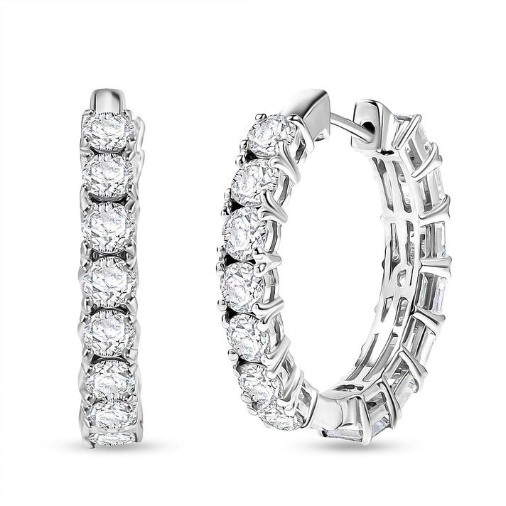 D'Joy 7.17 Ct. Moissanite Full Hoop Earring in Rhodium Overlay Sterling Silver 8279058 1