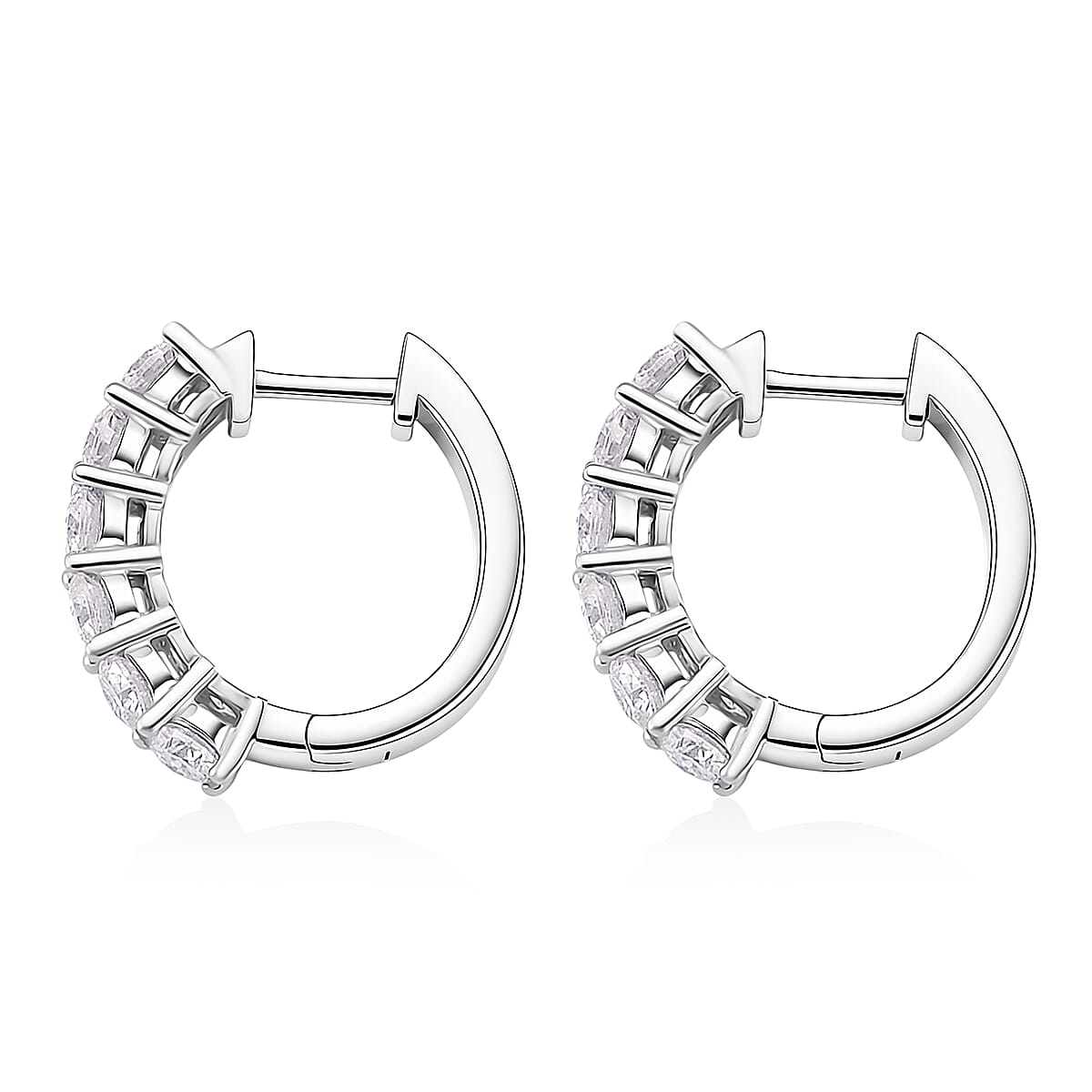 D'Joy GRA Certified Moissanite D-VVS1 Hoop Earring in Rhodium Overlay Sterling Silver 8503026 5