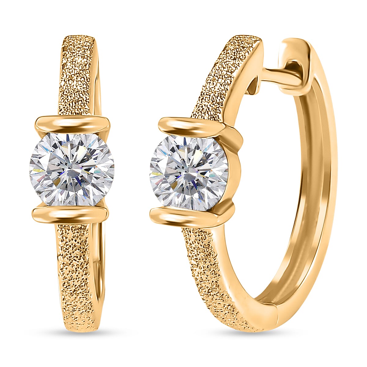 D'Joy Moissanite Full Hoop Earring in Yellow Gold Plated Sterling Silver 8419138 0