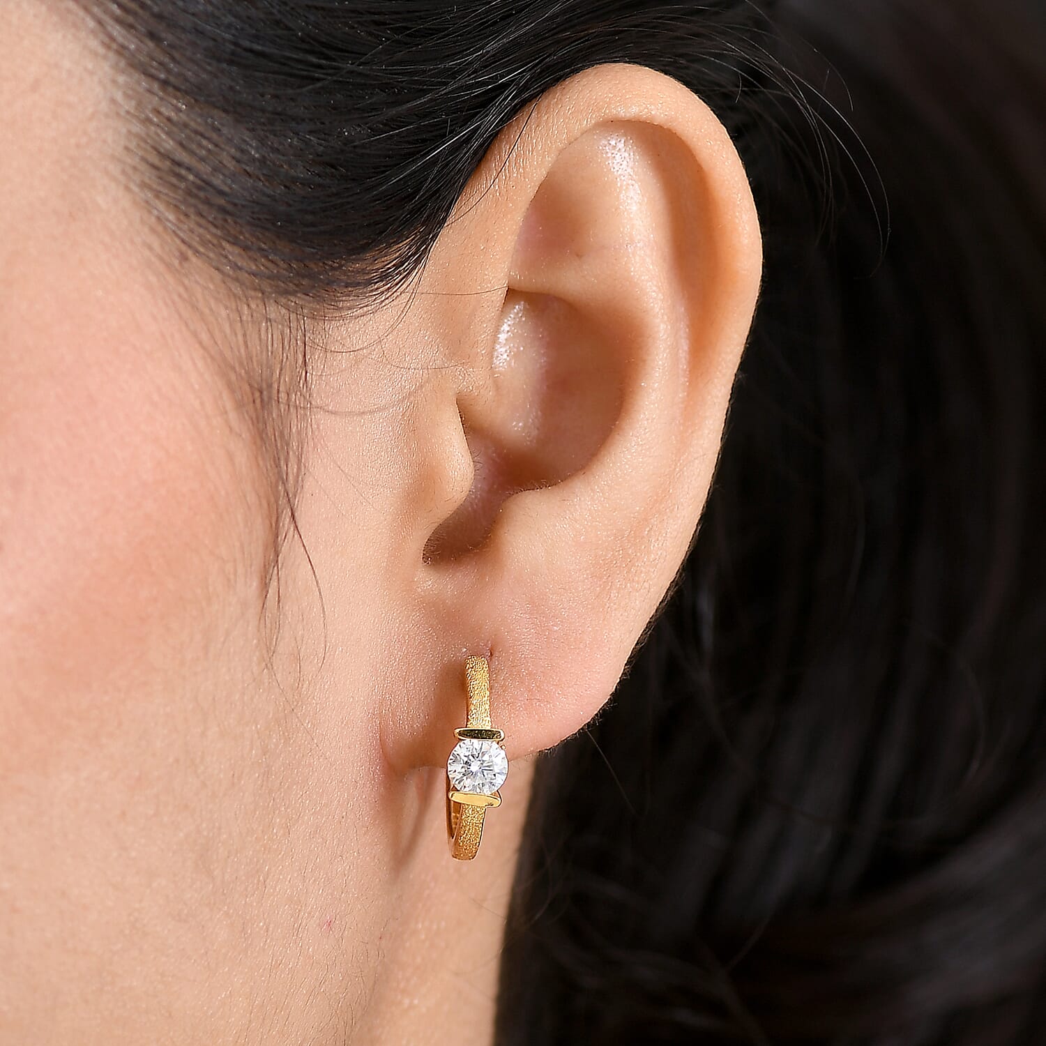 D'Joy Moissanite Full Hoop Earring in Yellow Gold Plated Sterling Silver 8419138 2