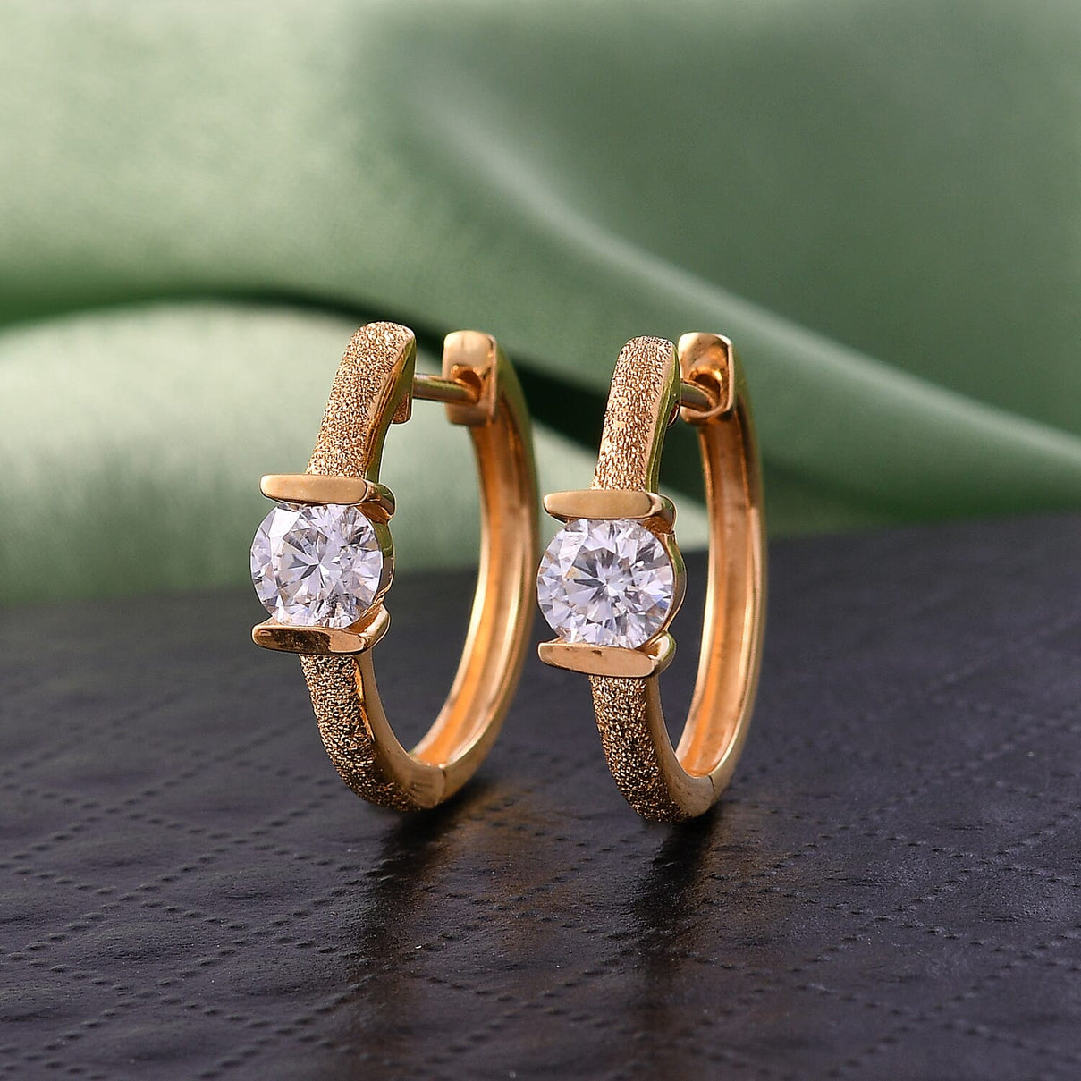 D'Joy Moissanite Full Hoop Earring in Yellow Gold Plated Sterling Silver 8419138 3