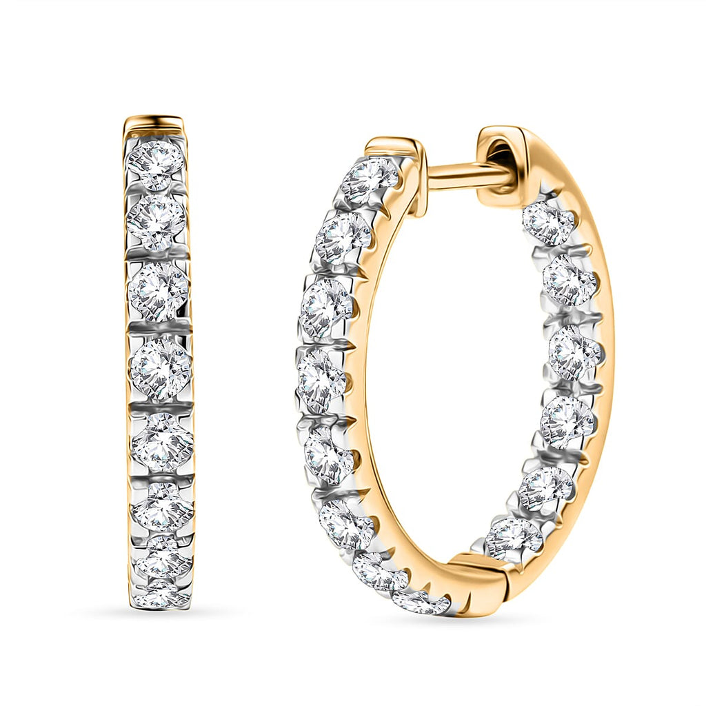 D'Joy Moissanite Full Hoop Earring in Yellow Gold Plated Sterling Silver
