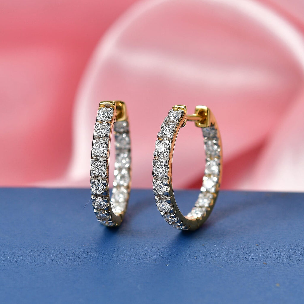 D'Joy Moissanite Full Hoop Earring in Yellow Gold Plated Sterling Silver