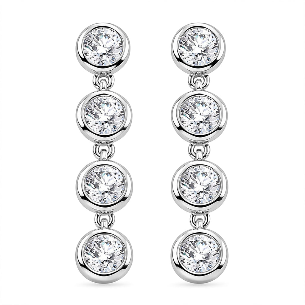 D'Joy Moissanite GRA Certified Earring with Push Back in Rhodium Overlay Sterling Silver
