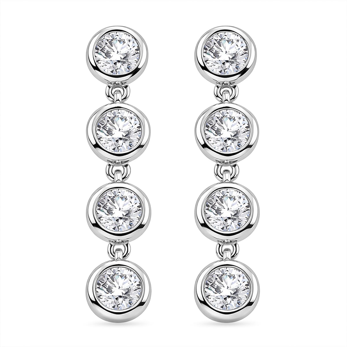 D'Joy - Moissanite GRA Certified Dangle Earring with Push Back in Rhodium Overlay Sterling Silver 8493523 0
