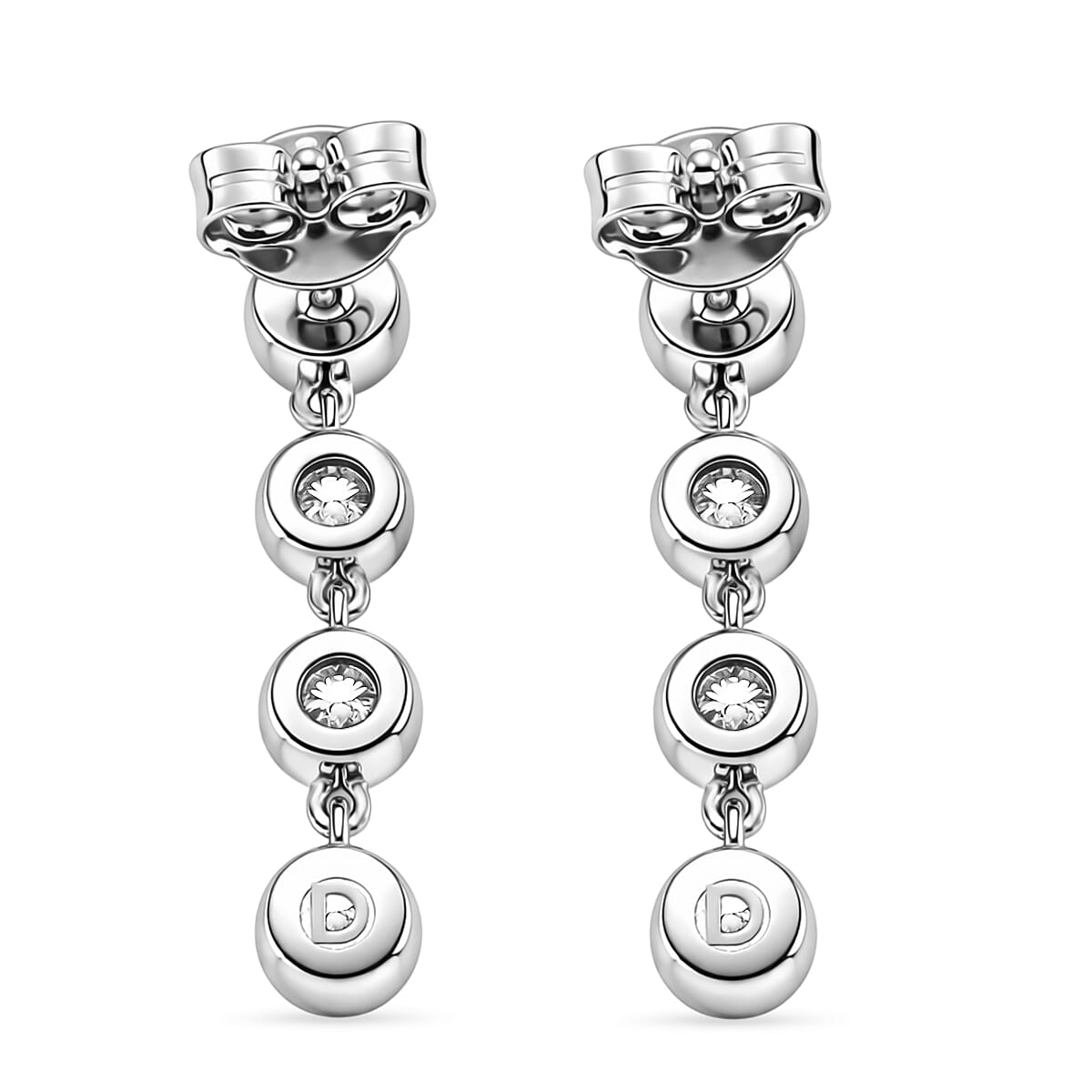 D'Joy - Moissanite GRA Certified Dangle Earring with Push Back in Rhodium Overlay Sterling Silver 8493523 4