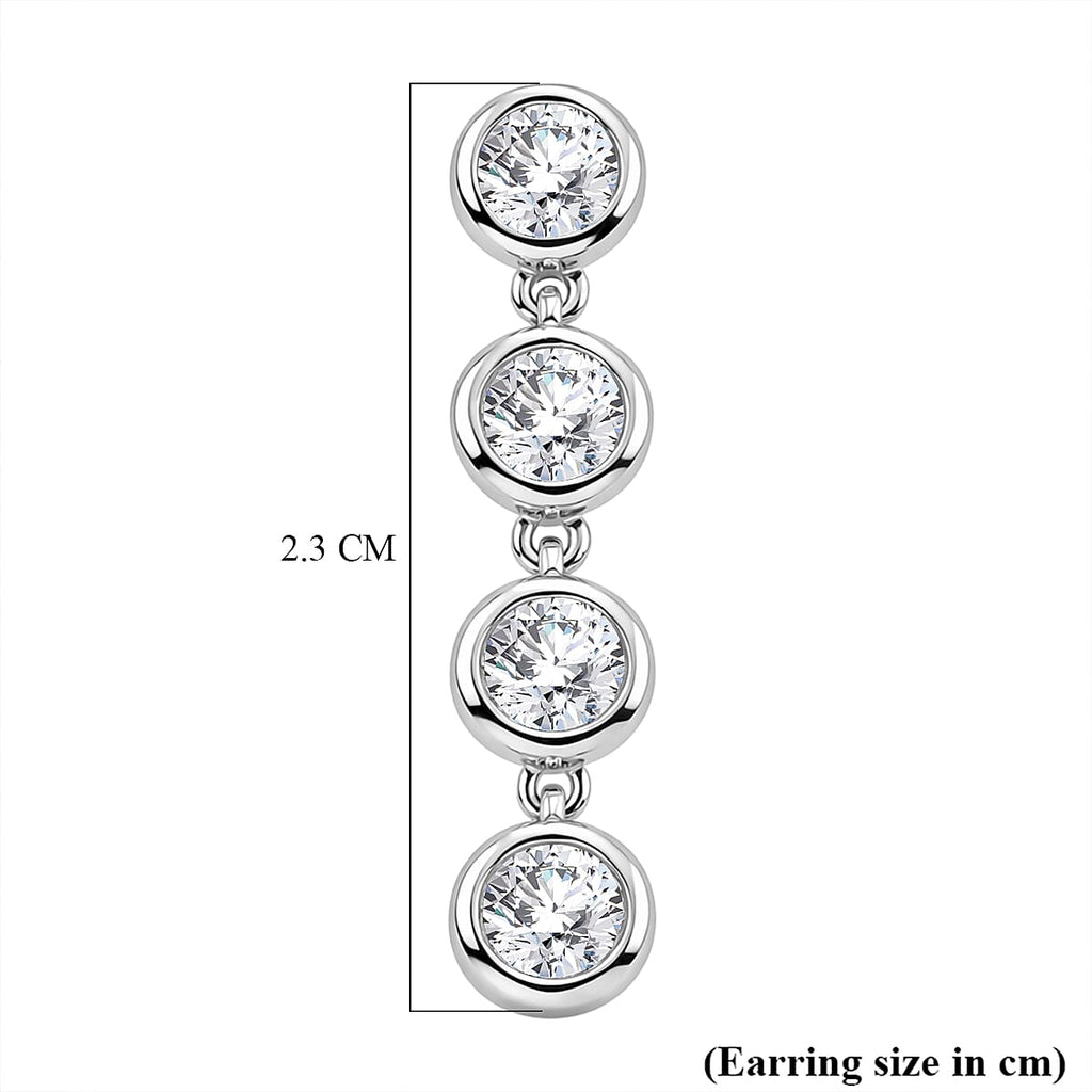 D'Joy Moissanite GRA Certified Earring with Push Back in Rhodium Overlay Sterling Silver