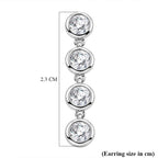 D'Joy Moissanite GRA Certified Earring with Push Back in Rhodium Overlay Sterling Silver