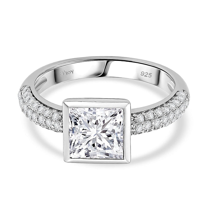 D'Joy - GRA Certified (D-VVS1) Moissanite Ring in Rhodium Overlay Sterling Silver 2.37 Ct. 8503047 1