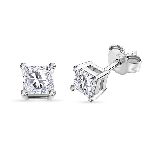 D'Joy - GRA Certified (D-VVS1) Moissanite Solitaire Stud Push Post Earring in Rhodium Overlay Sterling Silver 1.02 Ct.