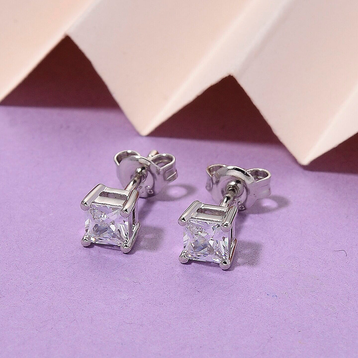 D'Joy - GRA Certified (D-VVS1) Moissanite Solitaire Stud Push Post Earring in Rhodium Overlay Sterling Silver 1.02 Ct. 8493540 3