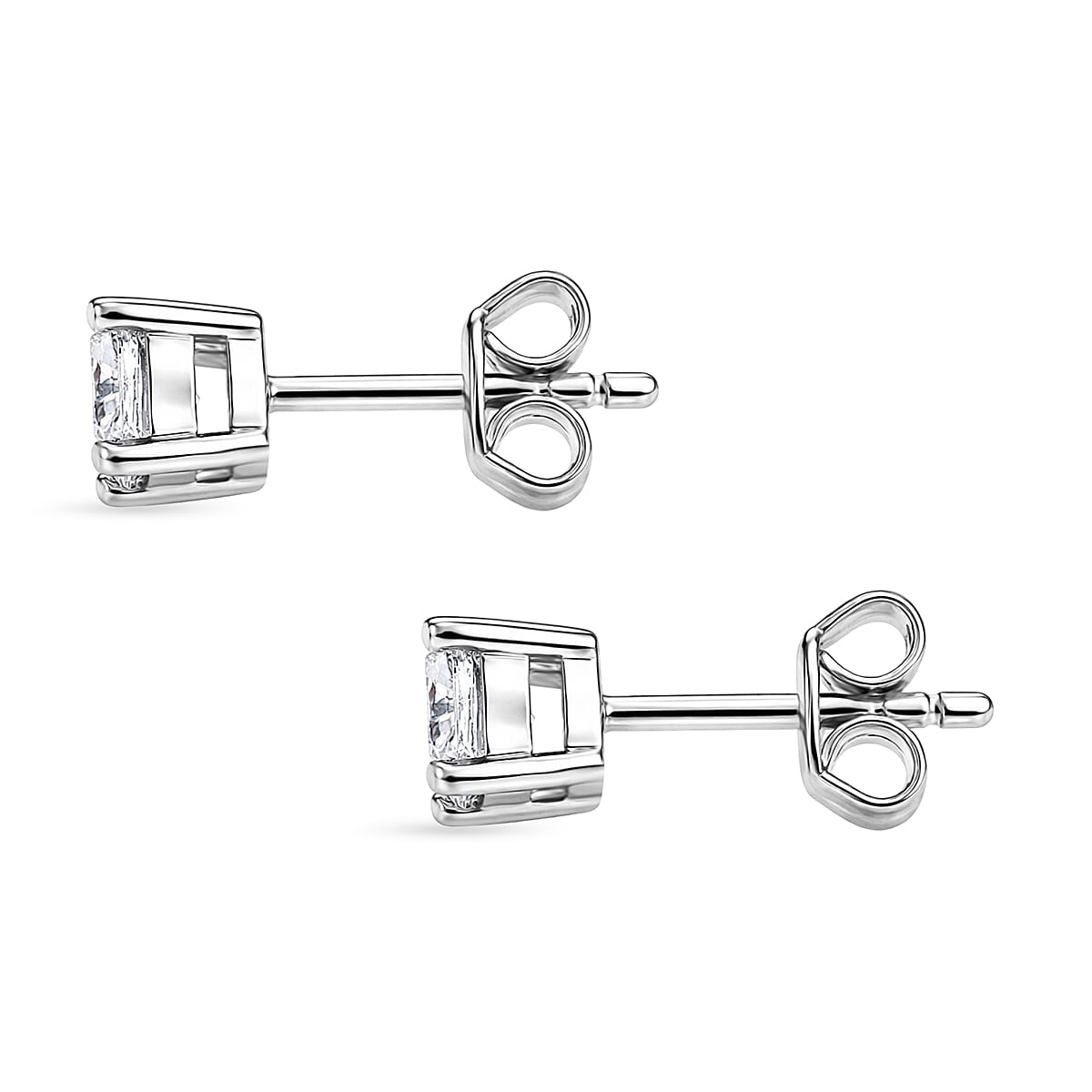 D'Joy - GRA Certified (D-VVS1) Moissanite Solitaire Stud Push Post Earring in Rhodium Overlay Sterling Silver 1.02 Ct. 8493540 4