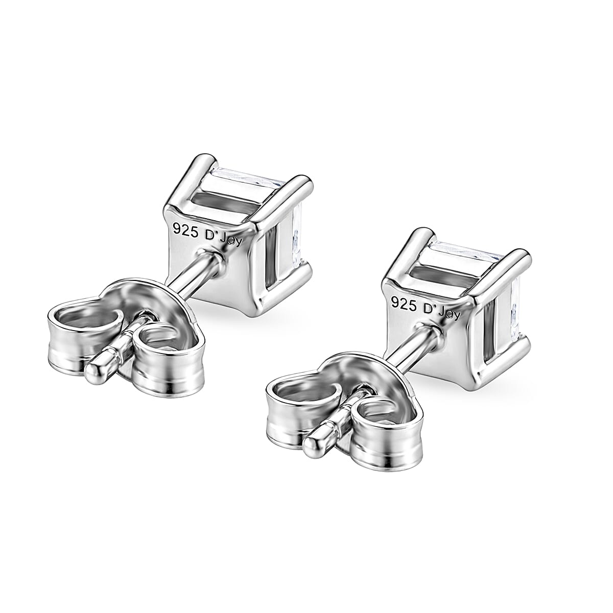 D'Joy - GRA Certified (D-VVS1) Moissanite Solitaire Stud Push Post Earring in Rhodium Overlay Sterling Silver 1.02 Ct. 8493540 5