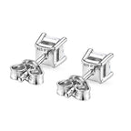 D'Joy Moissanite GRA Certified Solitaire Stud Push Post Earring in Rhodium Overlay Sterling Silver 1.02 Ct.