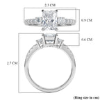 D'Joy - Moissanite GRA Certified Trilogy Ring in Rhodium Overlay Sterling Silver 2.10 Ct.