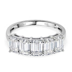 D'Joy - Moissanite Half Eternity Band Ring in Rhodium Overlay Sterling Silver 2.96 Ct.