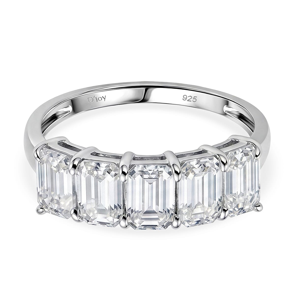 D'Joy - Moissanite Half Eternity Band Ring in Rhodium Overlay Sterling Silver 2.96 Ct. 8479134 0