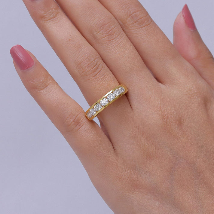 D'Joy - Moissanite Half Eternity Band Ring in Yellow Gold Plated Sterling Silver 1.65 Ct. 8547748 2