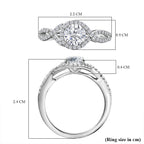 D'Joy Moissanite Halo Ring in Rhodium Overlay Sterling Silver 1.17 Ct.