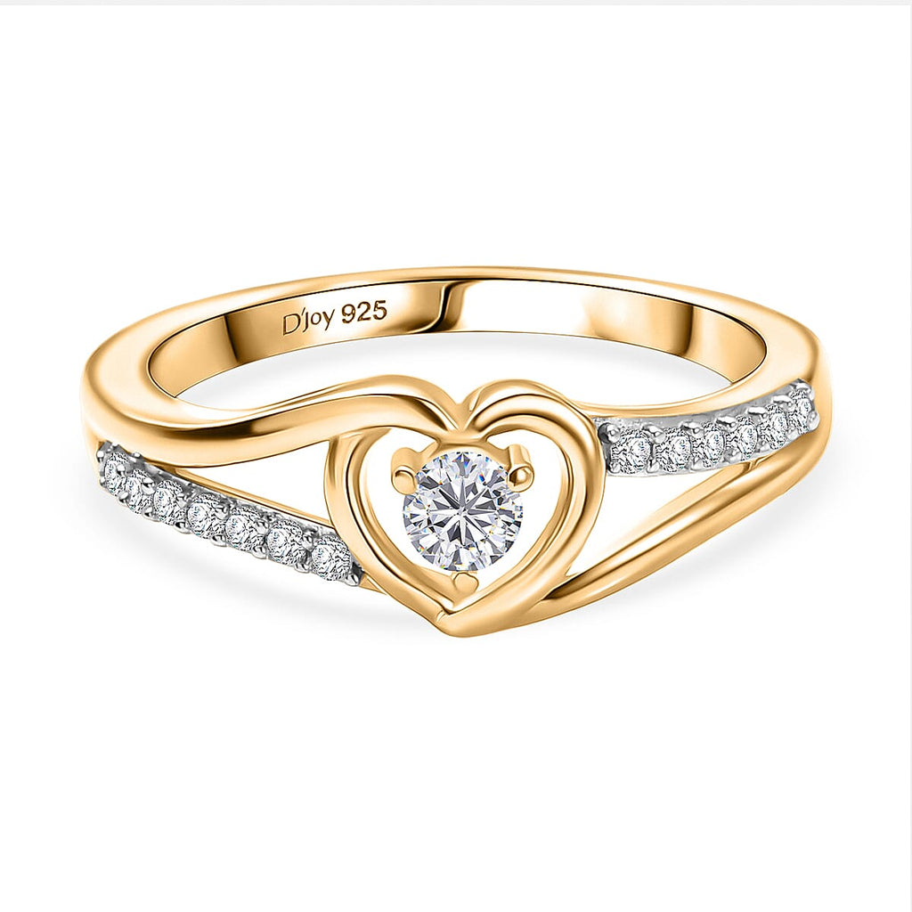 Royal Bali Collection - D'Joy Moissanite Solitaire Heart Ring in 18K Vermeil Yellow Gold Plated Sterling Silver