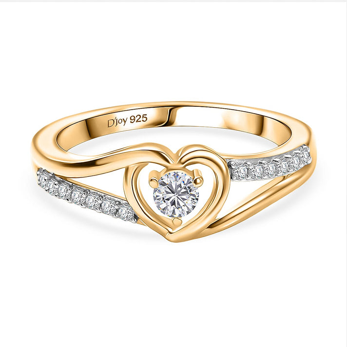 Royal Bali Collection - D'Joy Moissanite Solitaire Heart Ring in 18K Vermeil Yellow Gold Plated Sterling Silver 8508903 1