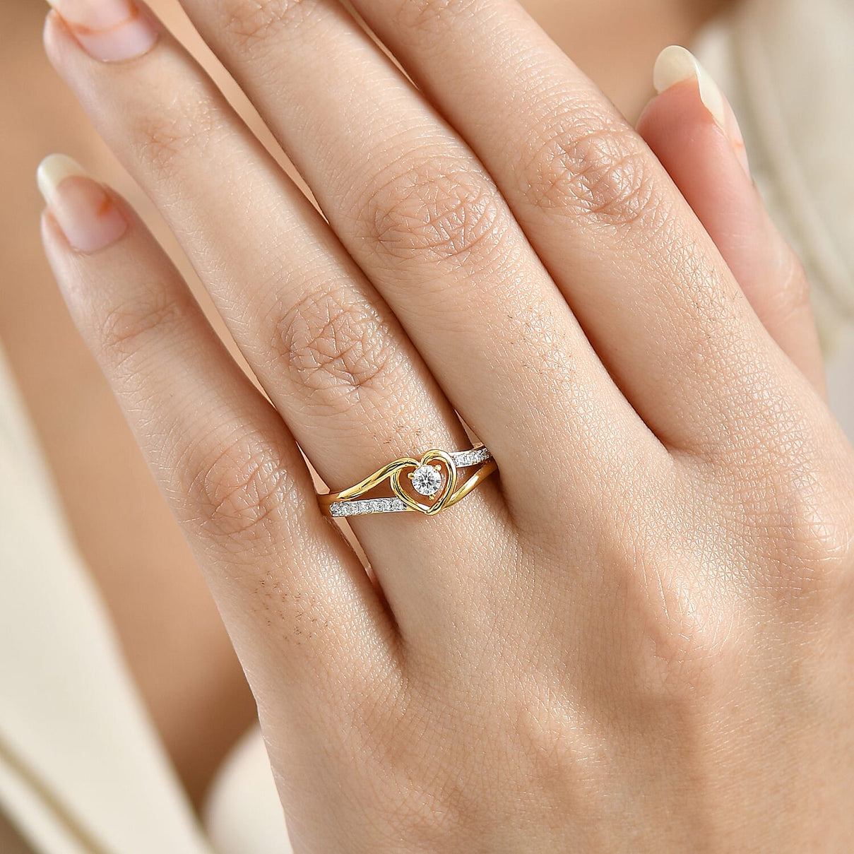 D'Joy Moissanite Solitaire Heart Ring in 18K Vermeil Yellow Gold Plated Sterling Silver 8508903 3
