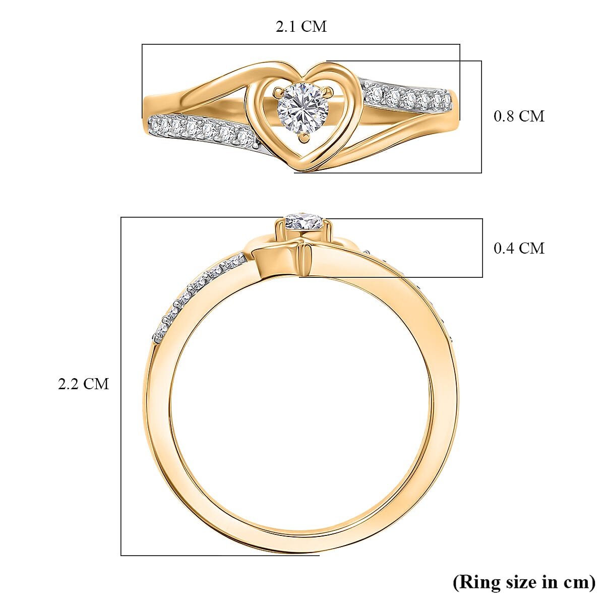 D'Joy Moissanite Solitaire Heart Ring in 18K Vermeil Yellow Gold Plated Sterling Silver 8508903 6