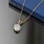 D'Joy - Moissanite Solitaire Pendant with Chain (Size 20) in 18K Vermeil Yellow Gold Plated Sterling Silver 2.13 Ct.