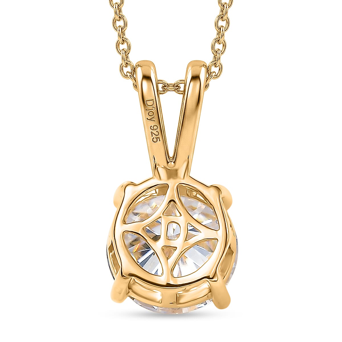 D'Joy - Moissanite Solitaire Pendant with Chain (Size 20) in 18K Vermeil Yellow Gold Plated Sterling Silver 2.13 Ct. 4458417 5