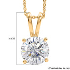 D'Joy - Moissanite Solitaire Pendant with Chain (Size 20) in 18K Vermeil Yellow Gold Plated Sterling Silver 2.13 Ct.