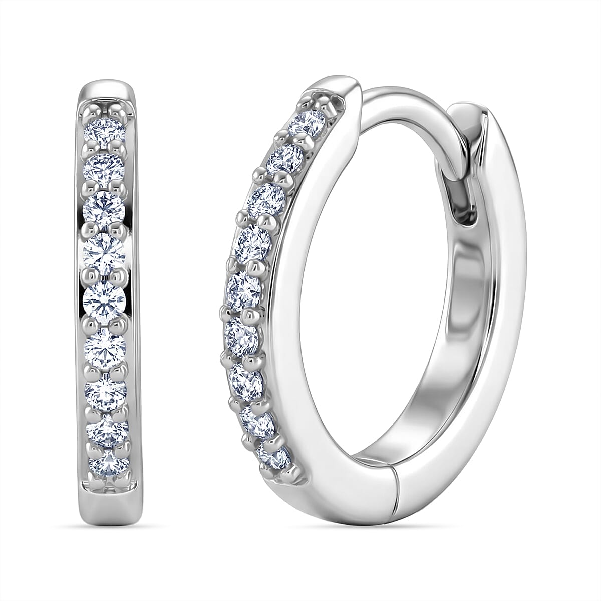 D'Joy Moissanite Hoop Earrings in Rhodium Overlay Sterling Silver 8439683 0