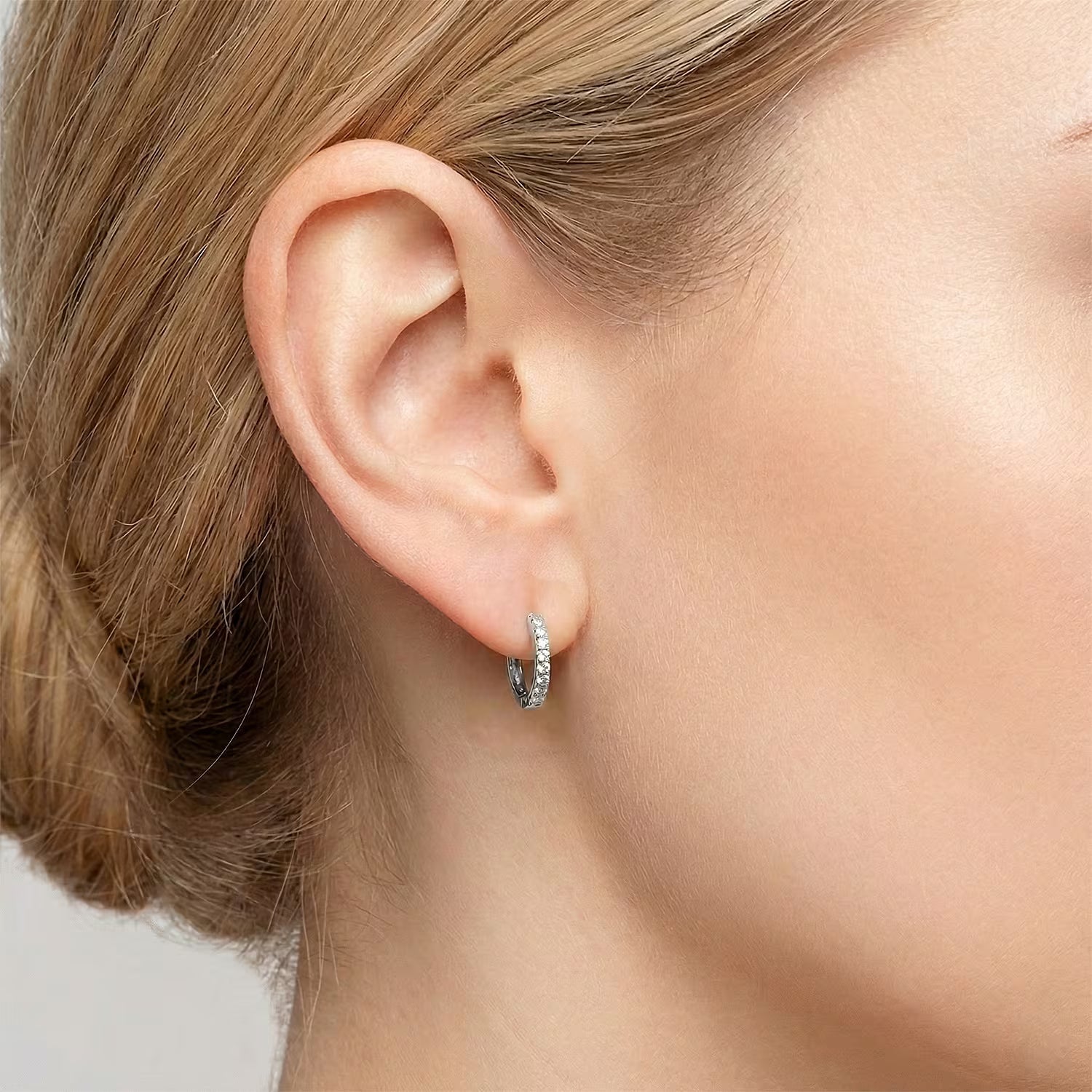 D'Joy Moissanite Hoop Earrings in Rhodium Overlay Sterling Silver 8439683 2