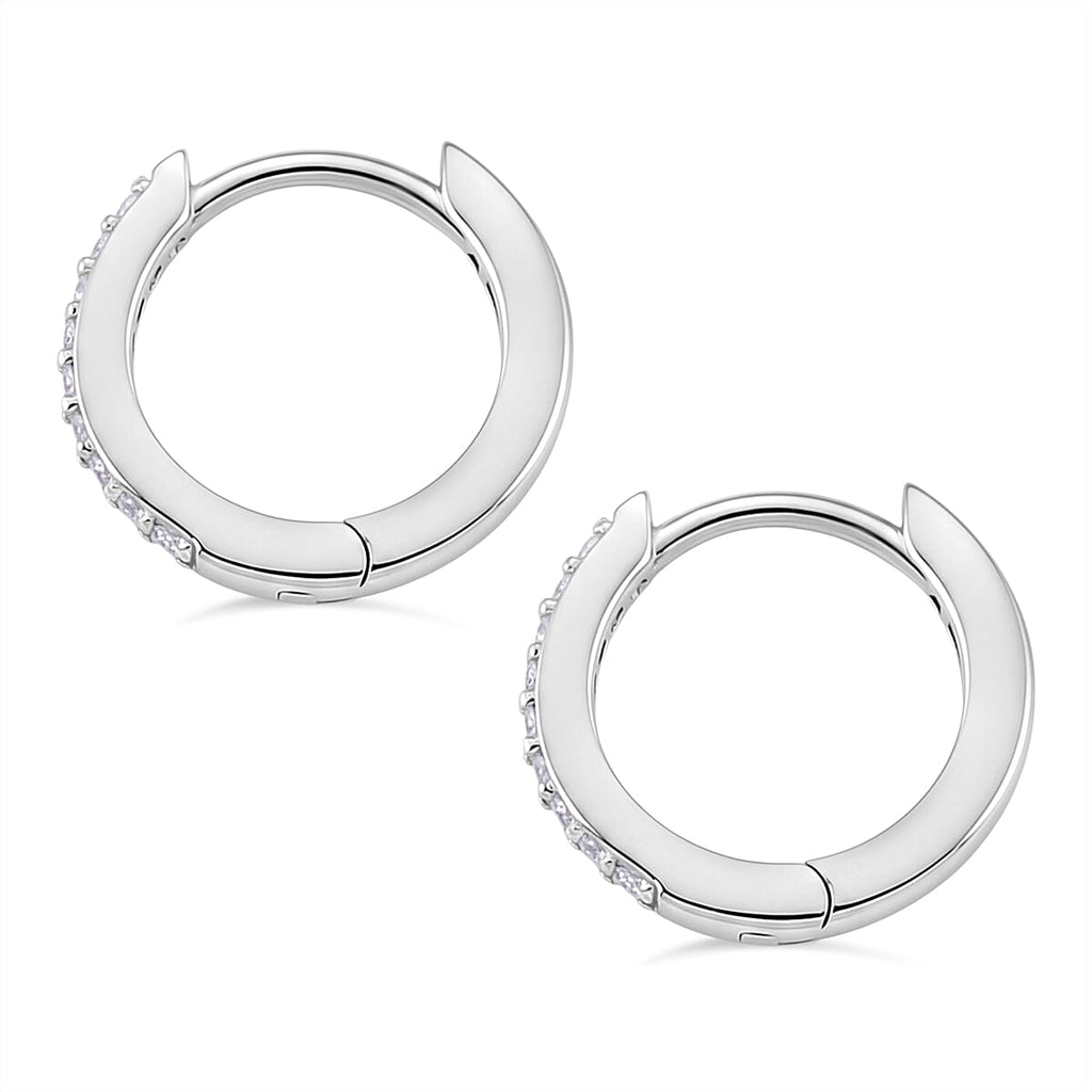 D'Joy Moissanite Hoop Earrings  in Rhodium Overlay Sterling Silver